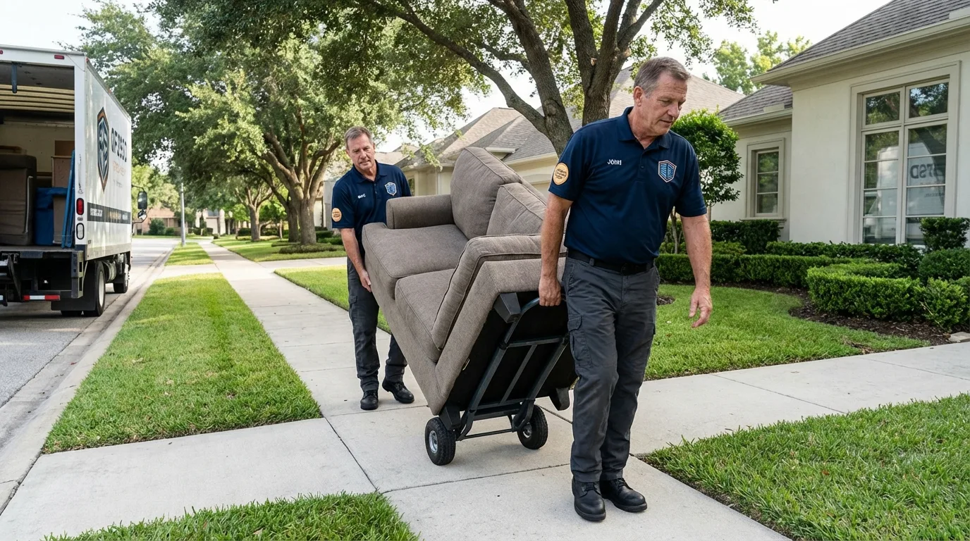 Local residential moving crew loading furniture in Washington, IN